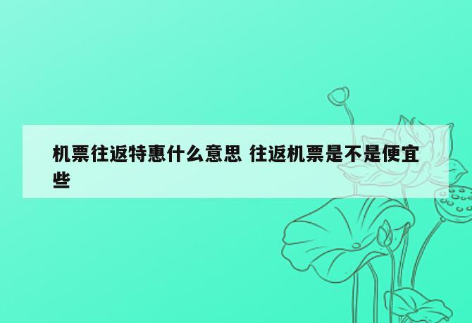 机票往返特惠什么意思 往返机票是不是便宜些