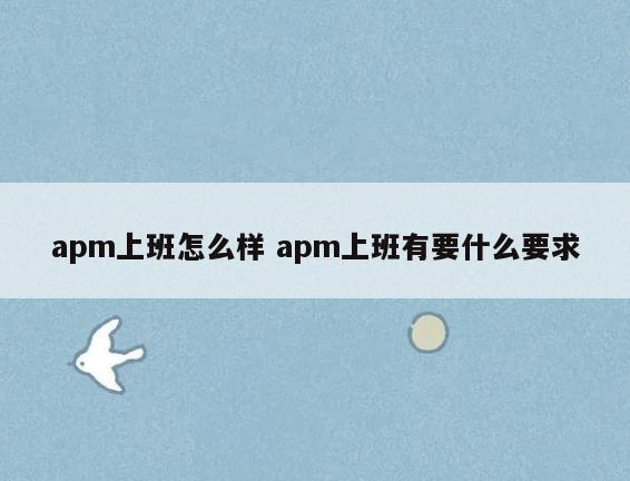 apm上班怎么样 apm上班有要什么要求