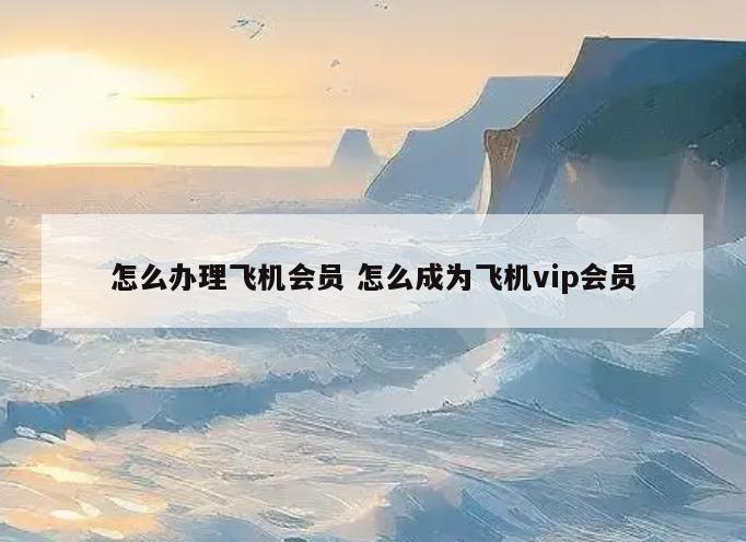 怎么办理飞机会员 怎么成为飞机vip会员