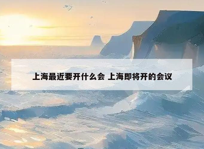 上海最近要开什么会 上海即将开的会议
