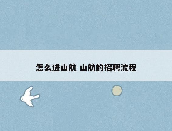 怎么进山航 山航的招聘流程